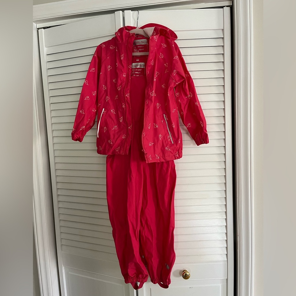 Pink Kids' Rain Jacket and Pants Set